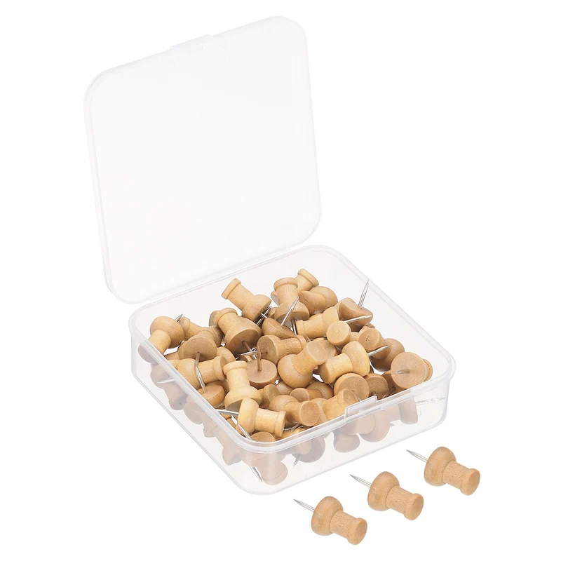 Wooden Push Pins Thumb Tacks Decorative Wood Pushpin Clips for Map Picture Hanging Office Supplies