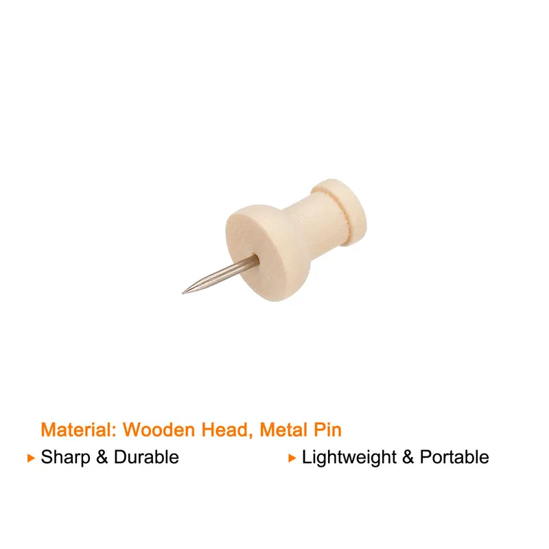 Wooden Push Pins Thumb Tacks Decorative Wood Pushpin Clips for Map Picture Hanging Office Supplies