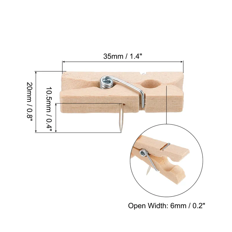 Wooden Push Pins Thumb Tacks Decorative Wood Pushpin with Clip for Craft Art Cork Board