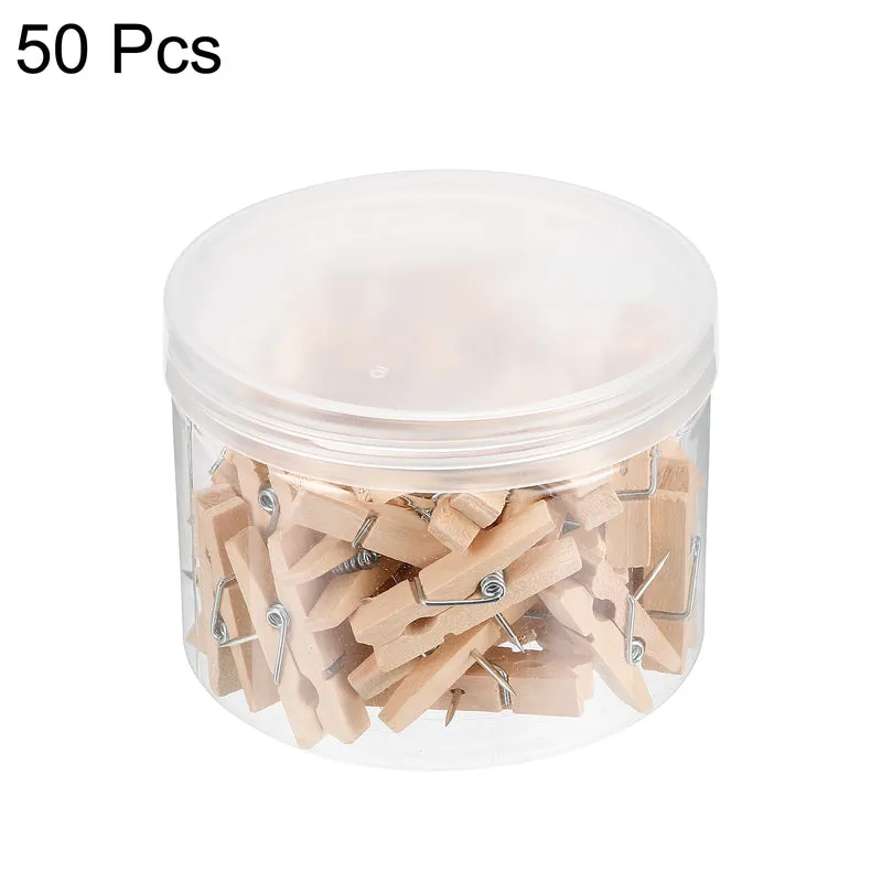 Wooden Push Pins Thumb Tacks Decorative Wood Pushpin with Clip for Craft Art Cork Board