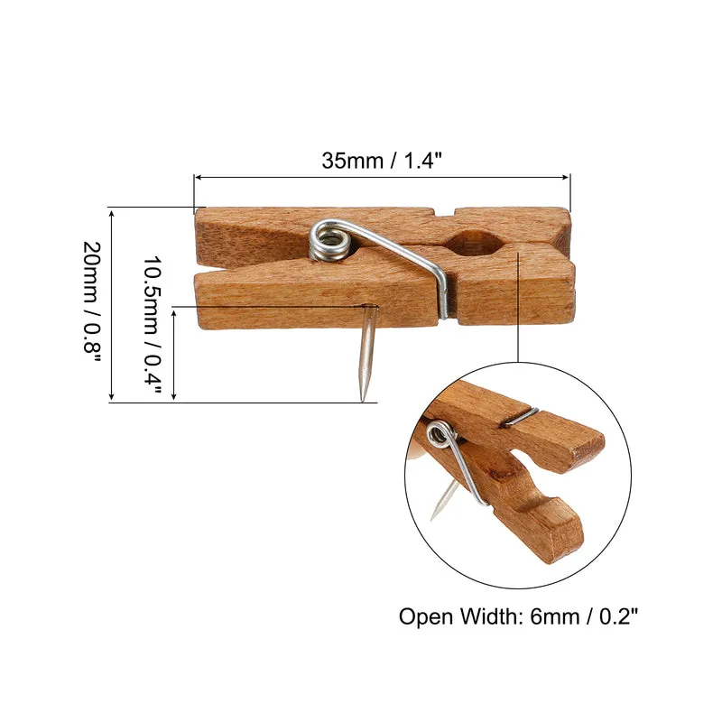 Wooden Push Pins Thumb Tacks Decorative Wood Pushpin with Clip for Craft Art Cork Board