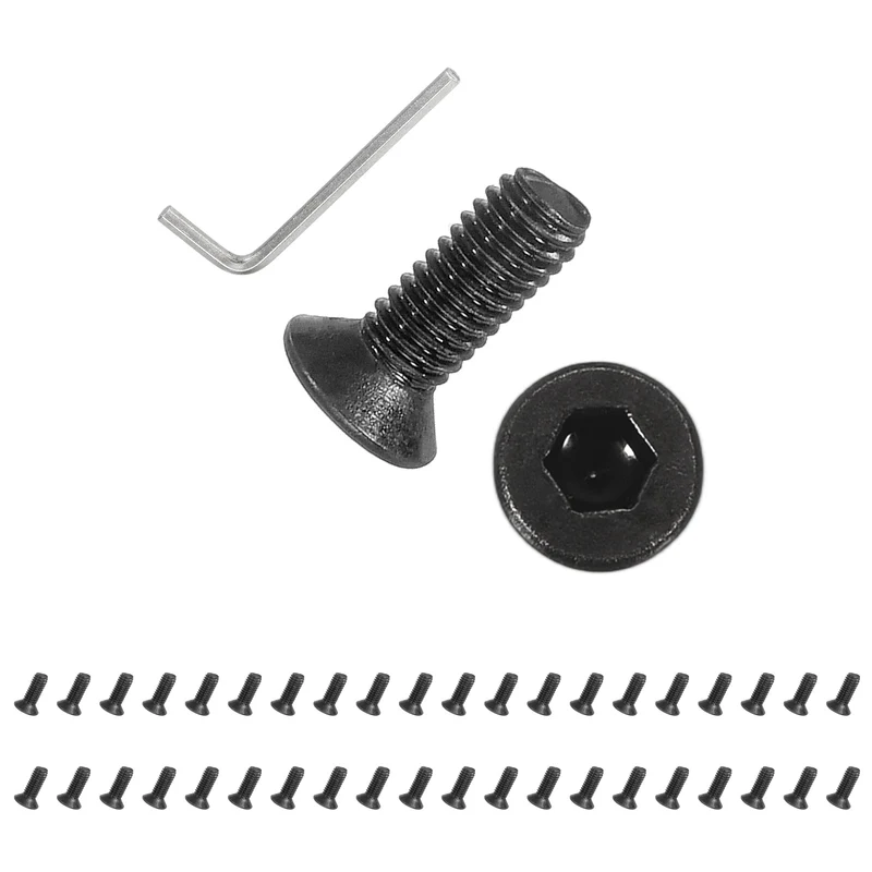 M3x8 mm Flat Head Socket Cap Screws, 100 Pcs Bolt with Hex Spanner, Black