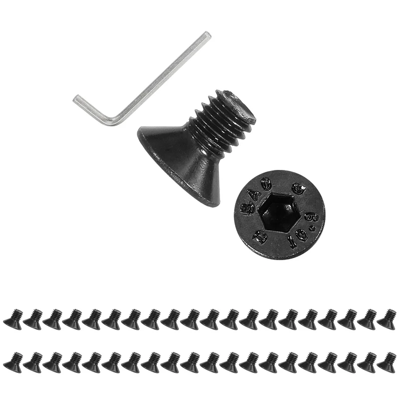 M3x5 mm Flat Head Socket Cap Screws, 100 Pcs Bolt with Hex Spanner, Black