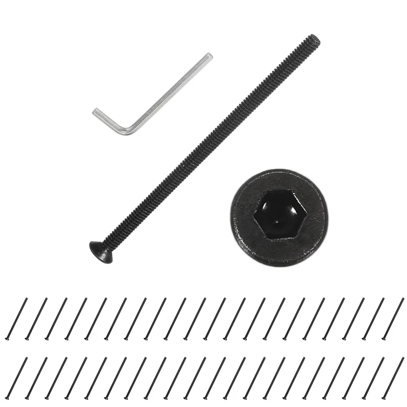 M2x40 mm Flat Head Socket Cap Screws, 50 Pcs Bolt with Hex Spanner, Black