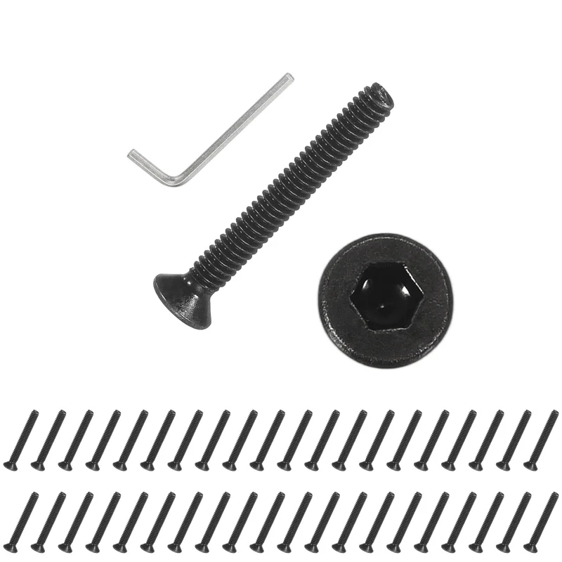 M2x16 mm Flat Head Socket Cap Screws, 100 Pcs Bolt with Hex Spanner, Black