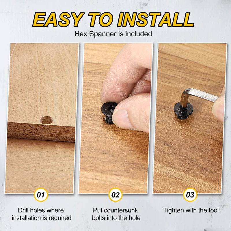 M2x16 mm Flat Head Socket Cap Screws, 100 Pcs Bolt with Hex Spanner, Black