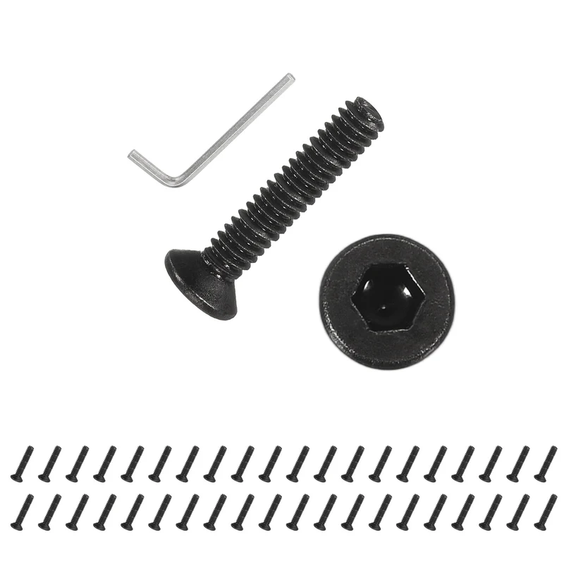 M2x10 mm Flat Head Socket Cap Screws, 100 Pcs Bolt with Hex Spanner, Black