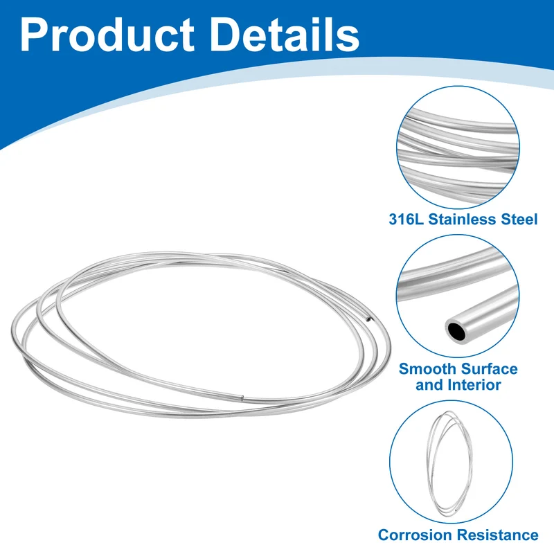 1/4" OD x 13 ft Industrial 316L Stainless Steel Tube(Wall Thickness 1mm)