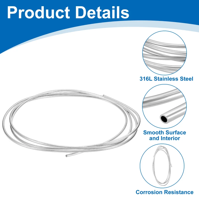 15/64" OD x 10 ft Industrial 316L Stainless Steel Tube(Wall Thickness 1.5mm)