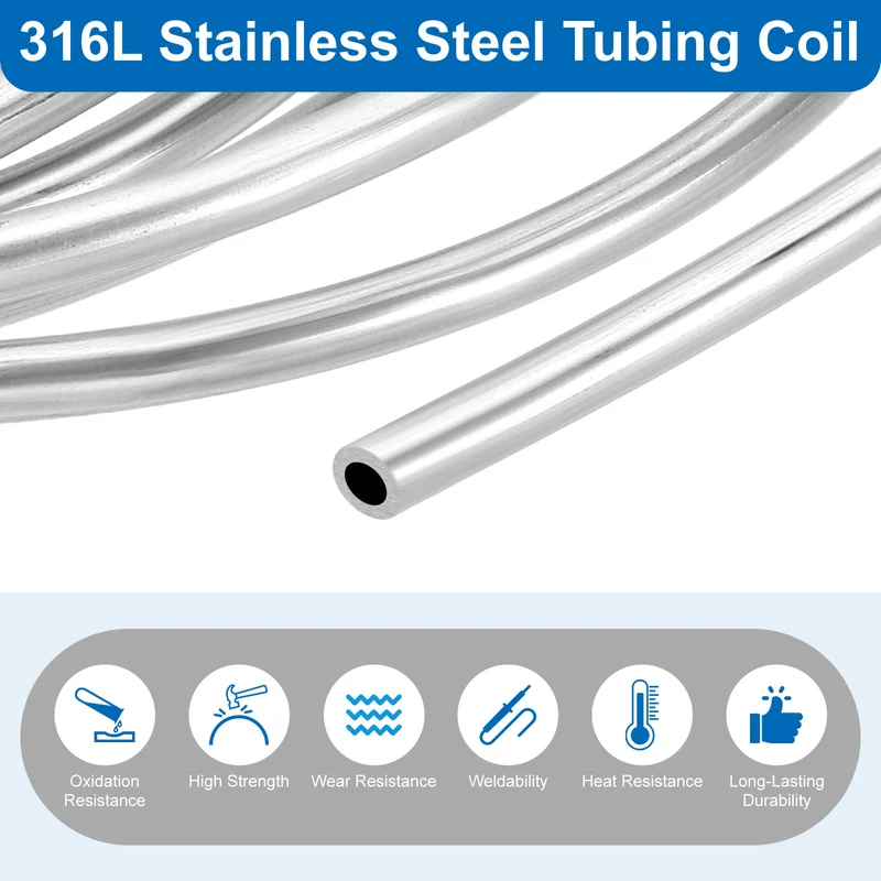 15/64" OD x 10 ft Industrial 316L Stainless Steel Tube(Wall Thickness 1.5mm)