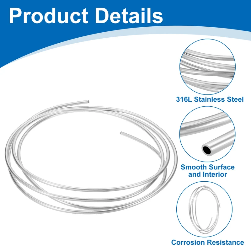 15/64" OD x 10 ft Industrial 316L Stainless Steel Tube(Wall Thickness 1mm)