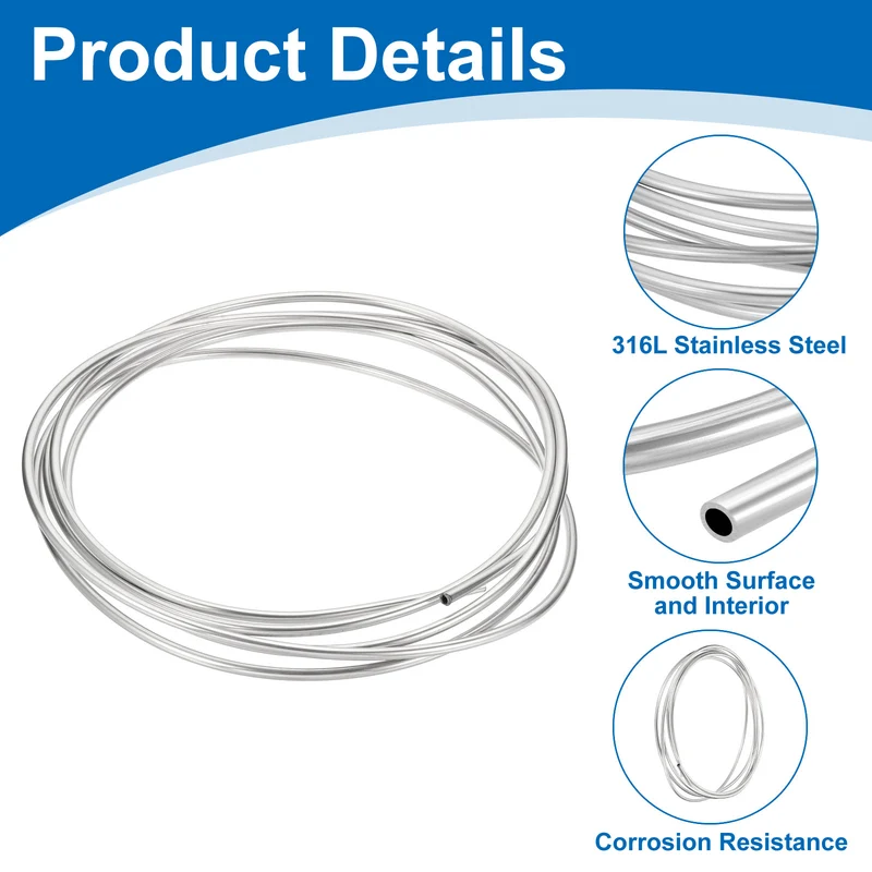 15/64" OD x 13 ft Industrial 316L Stainless Steel Tube(Wall Thickness 0.5mm)