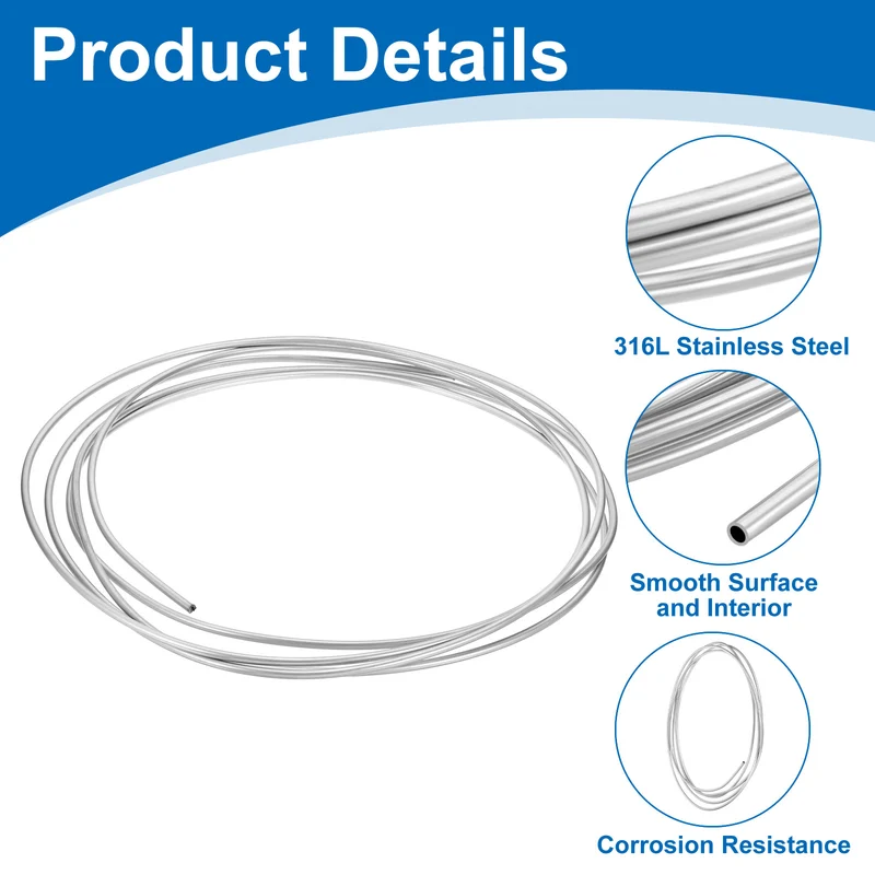 13/64" OD x 13 ft Industrial 316L Stainless Steel Tube(Wall Thickness 1mm)