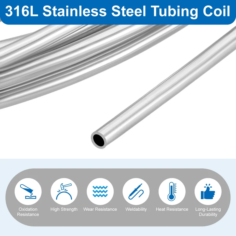 13/64" OD x 13 ft Industrial 316L Stainless Steel Tube(Wall Thickness 1mm)
