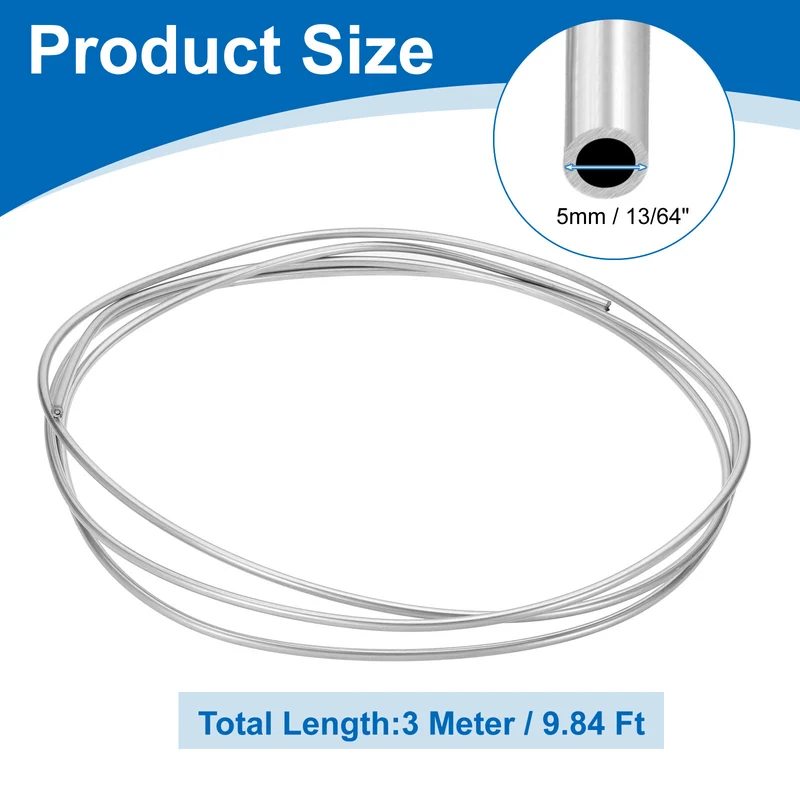 13/64" OD x 10 ft Industrial 316L Stainless Steel Tube(Wall Thickness 1mm)