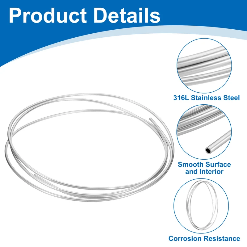 13/64" OD x 10 ft Industrial 316L Stainless Steel Tube(Wall Thickness 0.5mm)