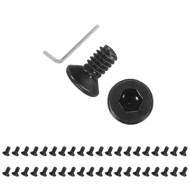 M2x4 mm Flat Head Socket Cap Screws, 100 Pcs Bolt with Hex Spanner, Black