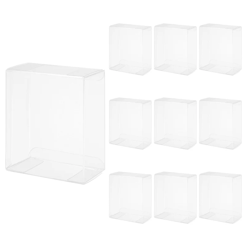 10 PCS Clear Gift Box,3.3"x1.8"x4.1" Transparent Candy Box Plastic Favor Boxes Packing Box for Candy Cookies Christmas Wedding Party Wrapping