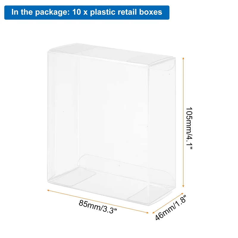 10 PCS Clear Gift Box,3.3"x1.8"x4.1" Transparent Candy Box Plastic Favor Boxes Packing Box for Candy Cookies Christmas Wedding Party Wrapping