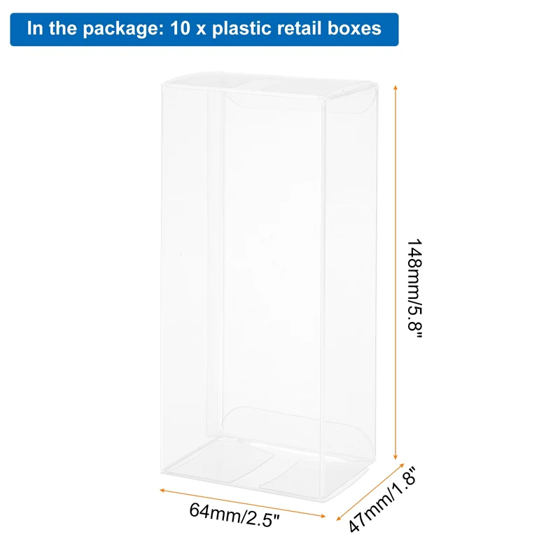 10 PCS Clear Gift Box,3.3"x1.8"x5.8" Plastic Packing Box for Candy Cookies