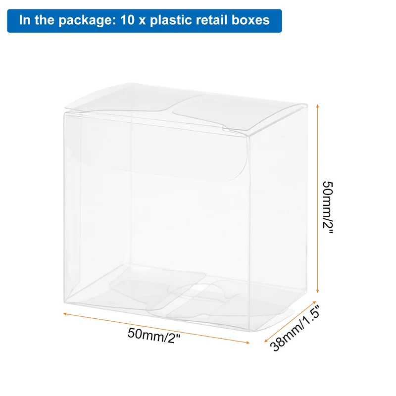 10 PCS Clear Gift Box,2"x1.5"x2" Transparent Candy Box Plastic Favor Boxes Packing Box for Candy Cookies Christmas Wedding Party Wrapping