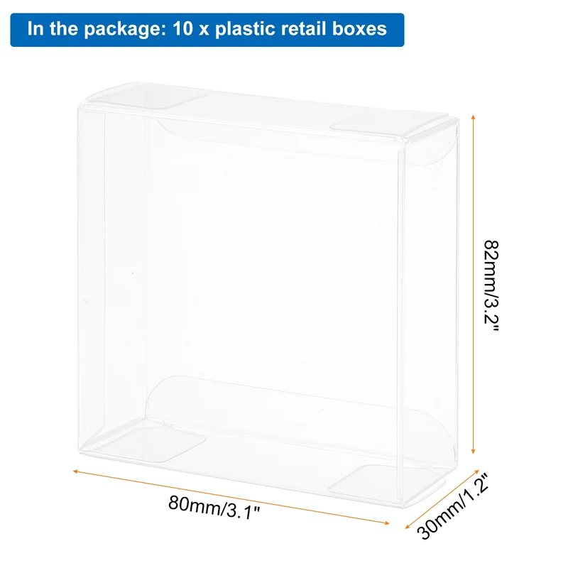 10 PCS Clear Gift Box,3.1"x1.2"x3.2" Transparent Candy Box Plastic Favor Boxes Packing Box for Candy Cookies Christmas Wedding Party Wrapping