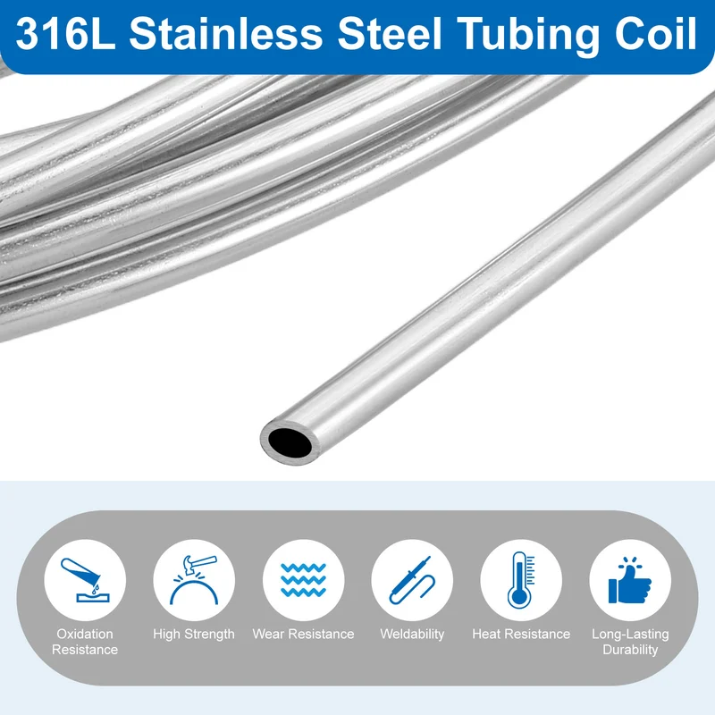 5/32" OD x 13 ft Industrial 316L Stainless Steel Tube(Wall Thickness 1mm)