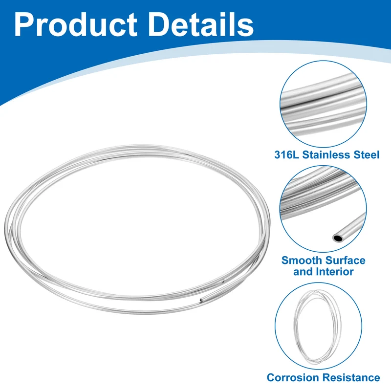 5/32" OD x 10 ft Industrial 316L Stainless Steel Tube(Wall Thickness 0.5mm)