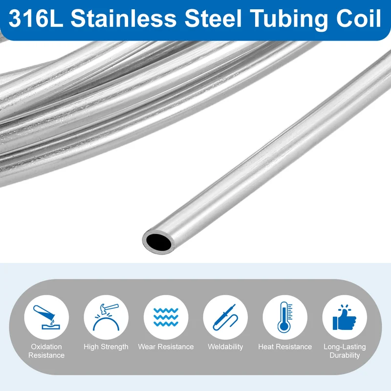 5/32" OD x 13 ft Industrial 316L Stainless Steel Tube(Wall Thickness 0.5mm)