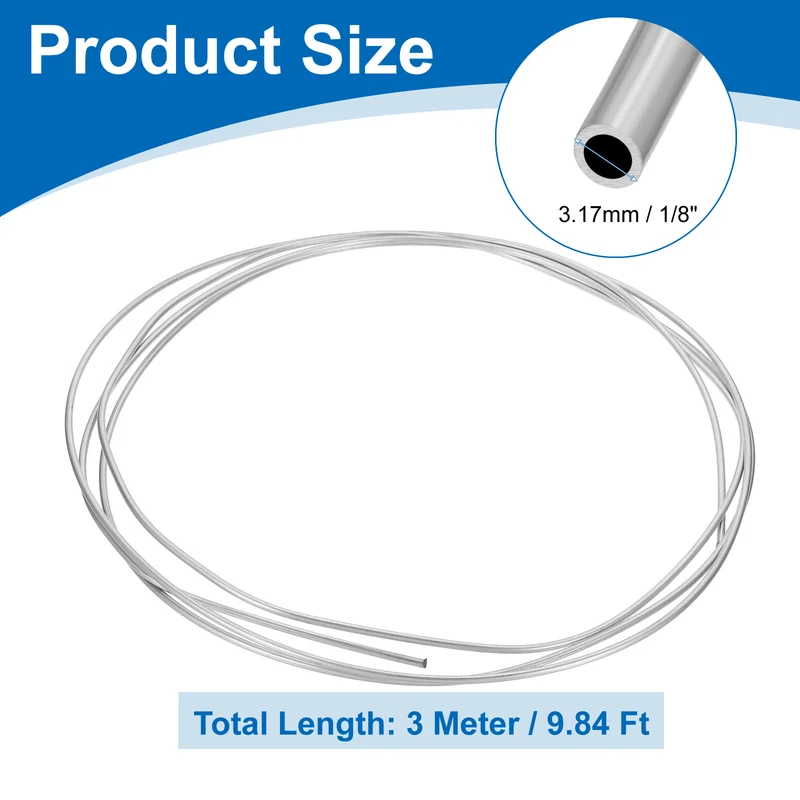 1/8" OD x 10 ft Industrial 316L Stainless Steel Tube(Wall Thickness 0.5mm)