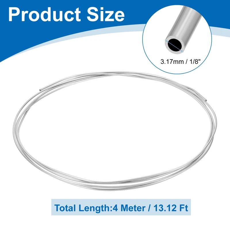 1/8" OD x 13 ft Industrial 316L Stainless Steel Tube(Wall Thickness 0.5mm)