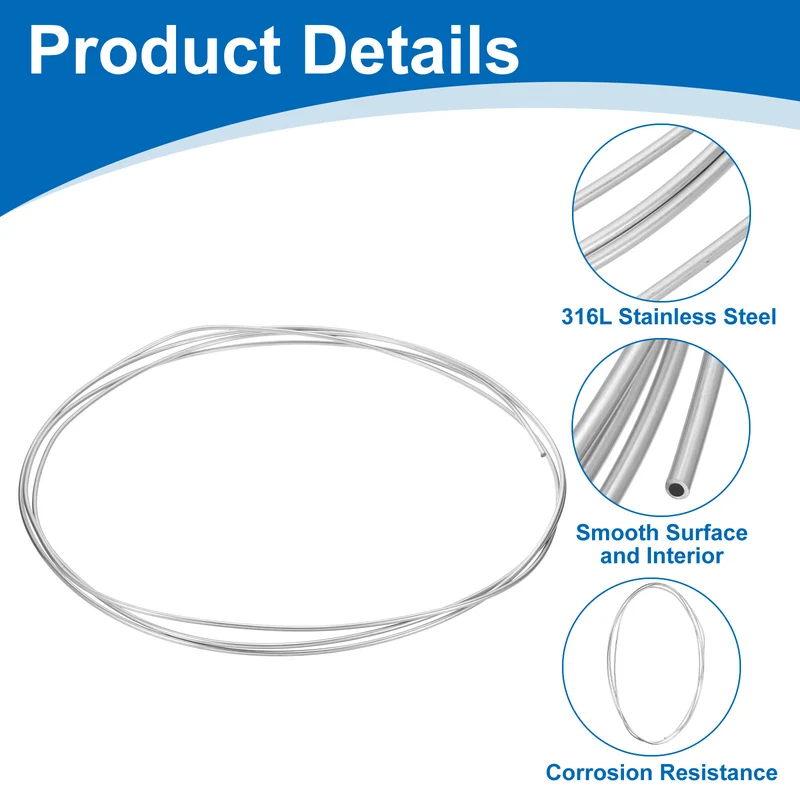 7/64" OD x 10 ft Industrial 316L Stainless Steel Tube(Wall Thickness 1mm)