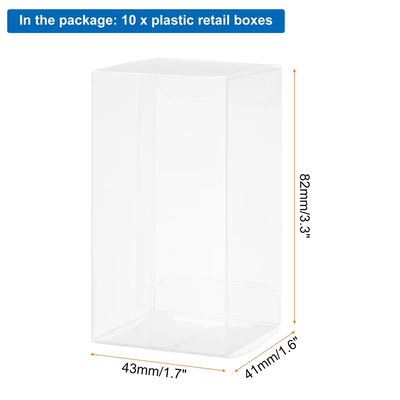 10 PCS Clear Gift Box,1.7"x1.6"x3.2" Plastic Packing Box for Candy Cookies