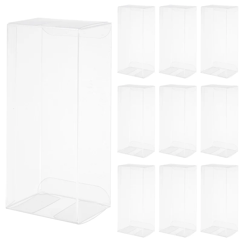 10 PCS Clear Gift Box,2.4"x1.8"x5.7" Transparent Candy Box Plastic Favor Boxes Packing Box for Candy Cookies Christmas Wedding Party Wrapping