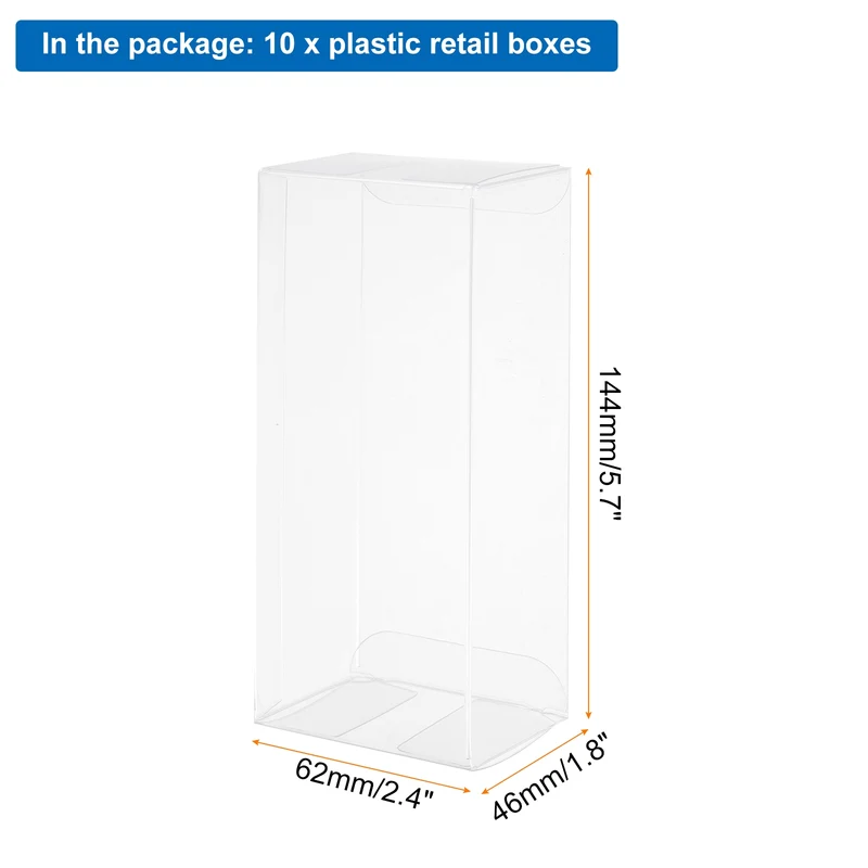 10 PCS Clear Gift Box,2.4"x1.8"x5.7" Transparent Candy Box Plastic Favor Boxes Packing Box for Candy Cookies Christmas Wedding Party Wrapping