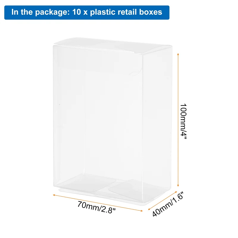 Plastic Retail Boxes 70x40x100mm with Protective Film Clear for Candy 10Pcs