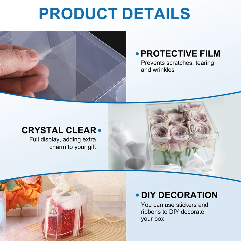 Plastic Retail Boxes 70x40x100mm with Protective Film Clear for Candy 10Pcs