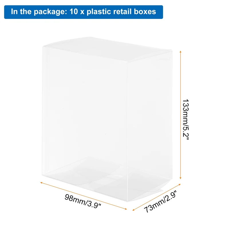 Plastic Retail Boxes 98x73x133mm with Protective Film Clear for Candy 10Pcs