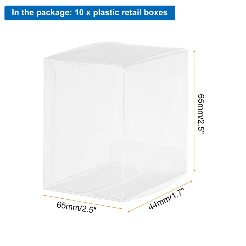 10 PCS Clear Gift Box,2.6"x1.7"x2.6" Transparent Candy Box Plastic Favor Boxes Packing Box for Candy Cookies Christmas Wedding Party Wrapping