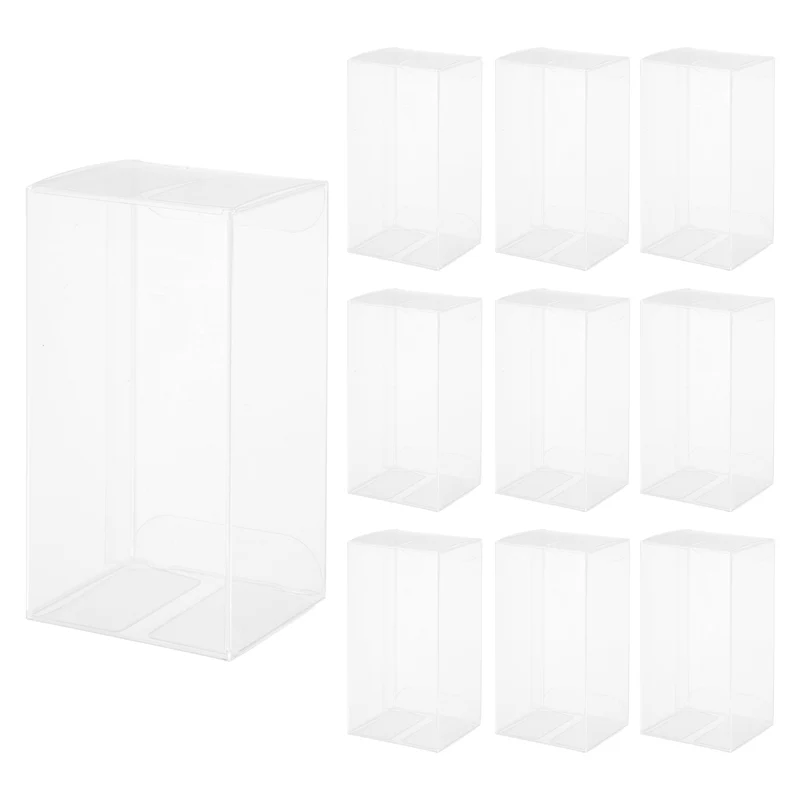 10 PCS Clear Gift Box,2"x1.8"x3.9" Transparent Candy Box Plastic Favor Boxes Packing Box for Candy Cookies Christmas Wedding Party Wrapping