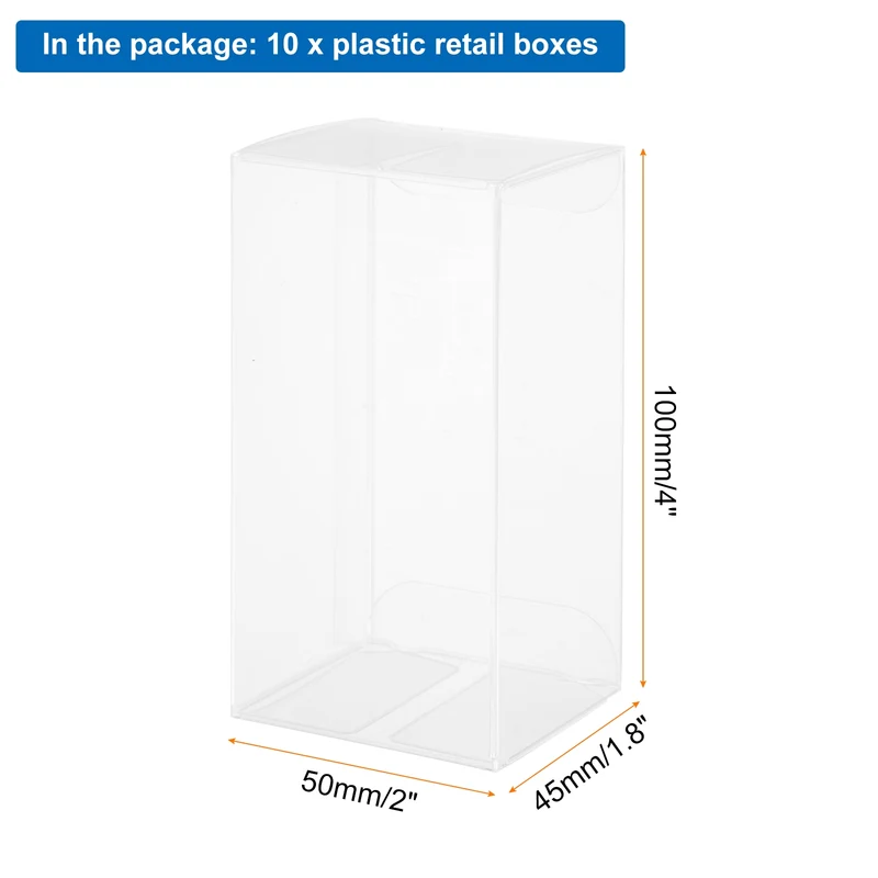 10 PCS Clear Gift Box,2"x1.8"x3.9" Transparent Candy Box Plastic Favor Boxes Packing Box for Candy Cookies Christmas Wedding Party Wrapping