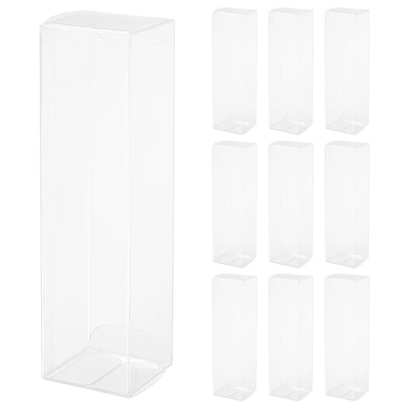 10 PCS Clear Gift Box,1.7"x1.6"x6.4" Transparent Candy Box Plastic Favor Boxes Packing Box for Candy Cookies Christmas Wedding Party Wrapping