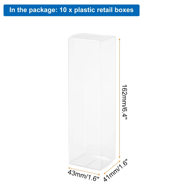 10 PCS Clear Gift Box,1.7"x1.6"x6.4" Transparent Candy Box Plastic Favor Boxes Packing Box for Candy Cookies Christmas Wedding Party Wrapping