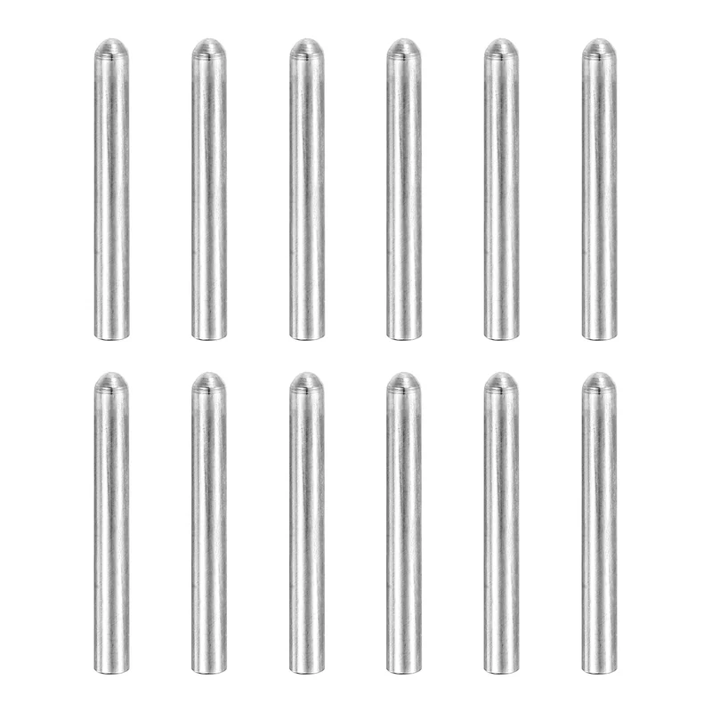 12 Pcs 4x25 mm 304 Stainless Steel Round Head Flat Chamfered End Dowel Pins