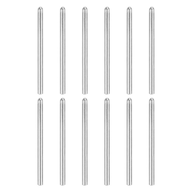 12Pcs 3x50 mm 304 Stainless Steel Round Head Flat Chamfered End Dowel Pins