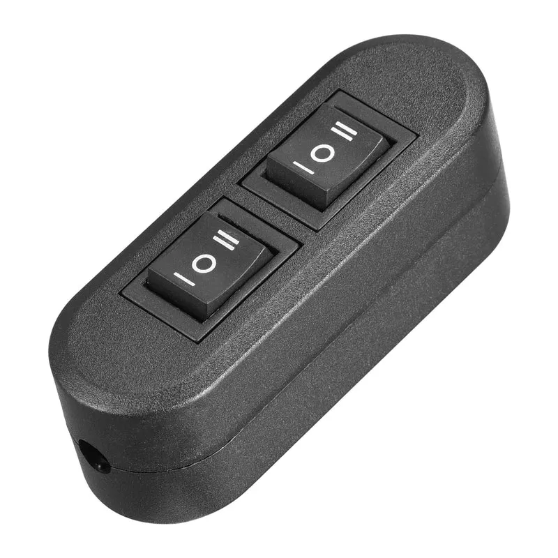 Inline Cord Switch AC250V 6A/ 125V 10A On-Off-On Control Feed-Through Rocker Switch for Bedroom Table Lamp Desk Light 1pcs