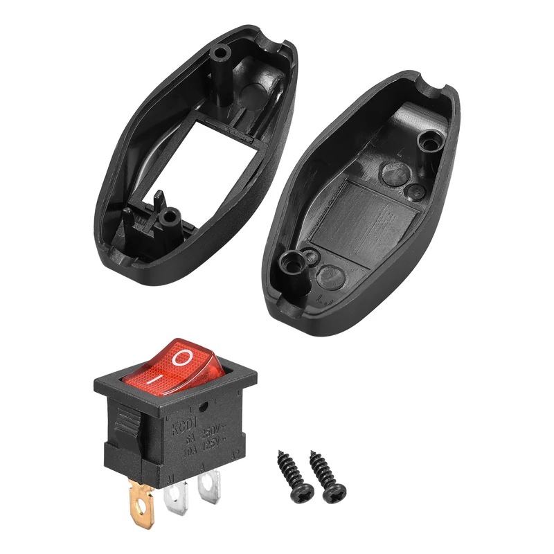 Inline Cord Switch AC250V 6A/ 125V 10A On-Off Control Feed-Through Red Led Rocker Switch for Bedroom Table Lamp Desk Light 5pcs