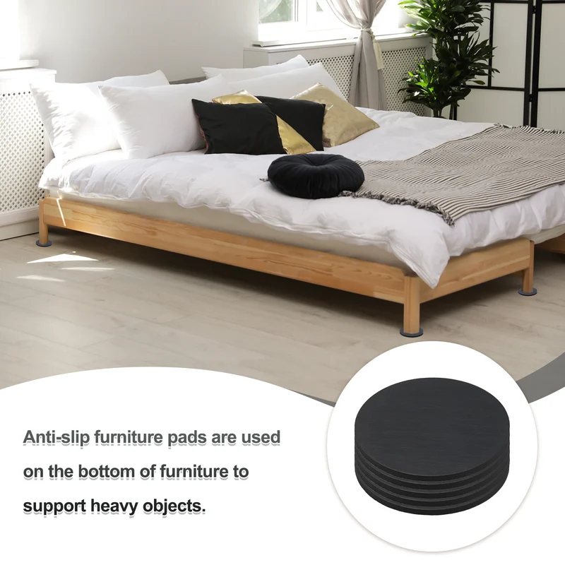 8pcs Non Slip Furniture Pads 1-9/16" x 0.08" Adhesive Round Rubber Feet Black