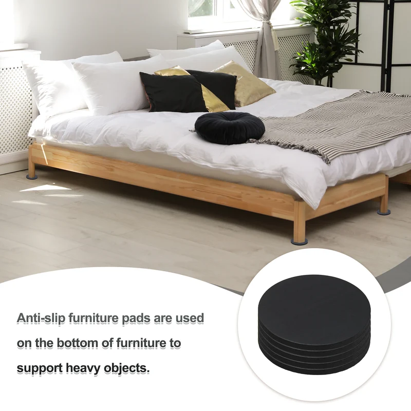 9pcs Non Slip Furniture Pads 1-3/8" x 0.08" Adhesive Round Rubber Feet Black