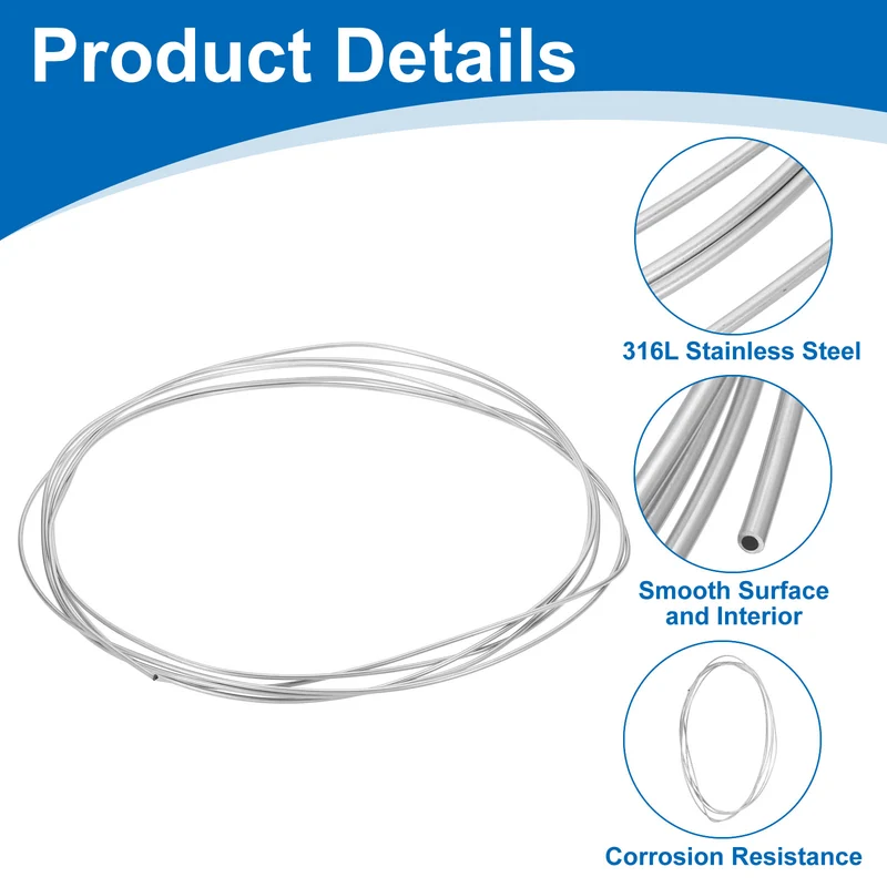 7/64" OD x 16 ft Industrial 316L Stainless Steel Tube(Wall Thickness 1mm)